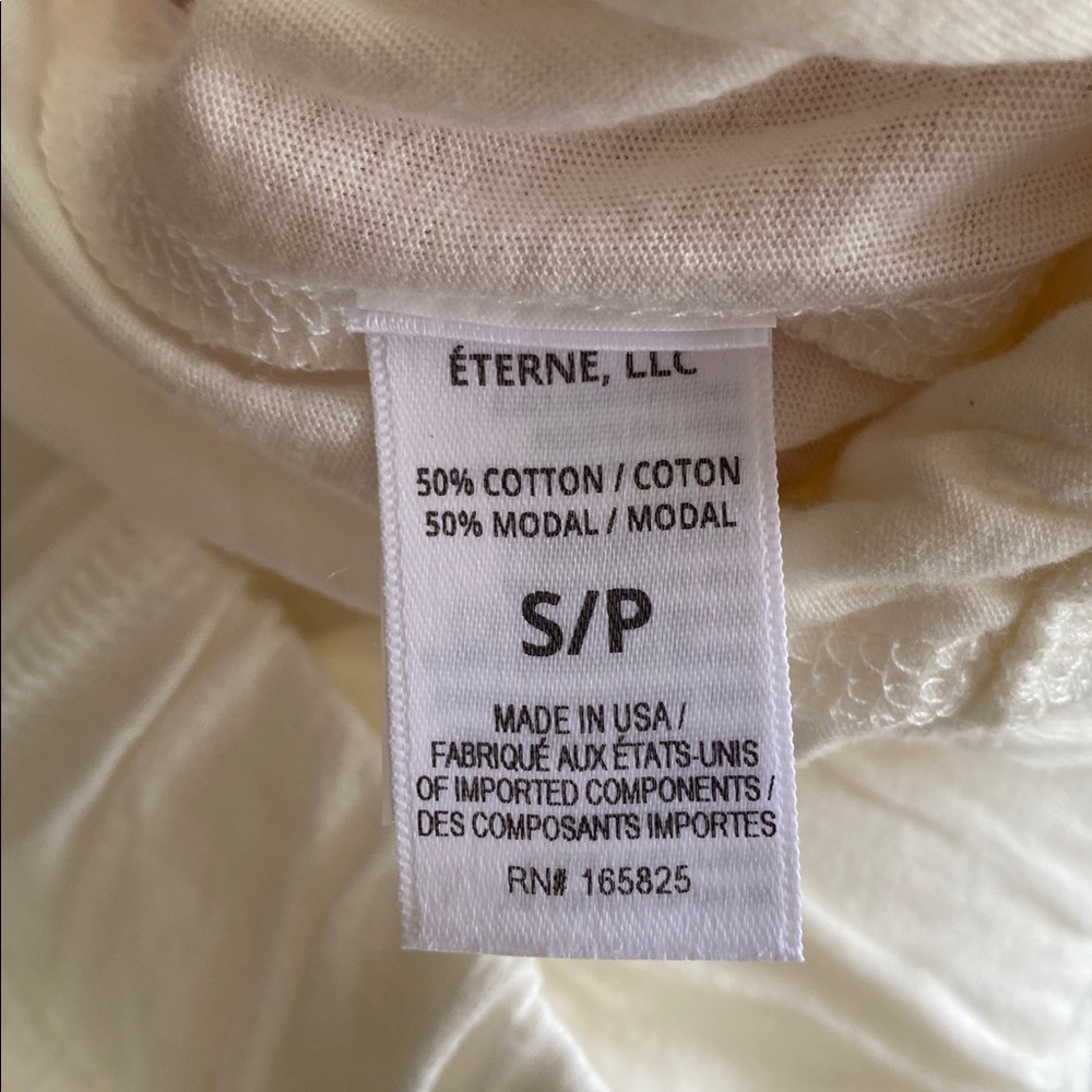 Eterne Egyptian Cotton Lounge Pant Size S Cream Straight Leg Soft Stretchy Chic - Picture 9 of 12